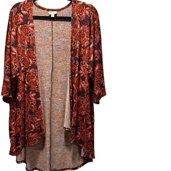 NWT LulaRoe Lindsay Roses Sheer Open Front Cardigan Batwing Kimono Short Duster - Picture 4 of 14